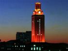 Hook 'Em Horns!  The UT Tower is lit orange after Longhorn victories.  #1 was lit in the tower after the Horns won 2006 College Football Title over USC.