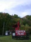 "Copper Peak" is the only ski flying hill in the Western Hemisphere. The chair lift takes visitors to an eighteen-story elevator which rises to 1180 feet above Lake Superior, offering a view of over 2500 square miles.