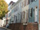 Colorful rowhomes located near Maryland Institute College of Arts.