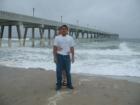 Diego and me on the beach in front of Johnny Mercer's Pier