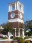 Photo of famous clock tower at the center of Bedford.
