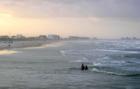The remains of the day in Ponce Inlet. The setting sun created a gorgeous orange glow while a couple enjoyed the water.