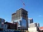 The RBC Plaza rises above Hargett Street in downtown Raleigh, NC.