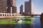 Chicago River being dyed green for St. Patrick's Day