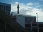 A picture of the top of the Paris Eiffel Tower taken from the monorail train. Sept 2007.