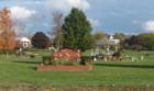 Burlington commons decorated for Halloween