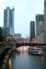 Canal in the evening with a boat