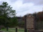 Namekagon River Historical Marker and railroad trestle in background, Trego, Wisconsin
