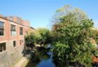Looking east from Wisconsin Avenue to the C&O barge canal