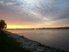 I-74 Bridge and Bettendorf, Iowa Skyline at Dusk.