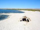 Salton City, Salton Sea picnic bench - North Shore 
      