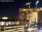Closeup look at the MGM MIRAGE CityCenter main resort hotel and massive main parking garage during construction. Nov. 07