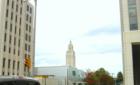 A view of the Louisiana State Capitol as seen from the Baton Rouge Farmer's Market