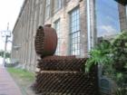 Cotton Mill Condos has left some of the old machinery that has been welded inot a work of art. You will see this in the Warehouse District where the old meets the new.