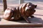 Whimsical bronze pig at the SculptureWalk, Sioux Falls, South Dakota