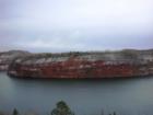 Exposed rock face in one of the world's largest open-pit iron mines, in Virginia, Minnesota