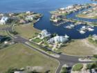 Aerial view of Grassy Point's private marina. 