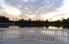 Walking bridge over lake in a Port Orange park. The evening sky was gorgeous.