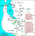 A map of area courses throught the Bay Area