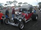 Hot rod, getting last minute preparations for the Christmas parade