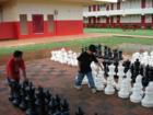 A rainy day of chess at the campus center of Kahuku High School with visiting youngsters.