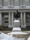 Daniel Webster in front of the State House