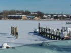 Lake Minnetonka at Excelsior docks covered by the first big snow of winter 2007.
