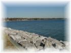 Shoreline on the Chesapeake Bay with Rip Rap to protect the watershed from runoff.