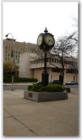 The clock by the White Plains Library and the Westchester County Courthouse