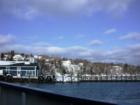 Hills above Bayfield coated with snow in December