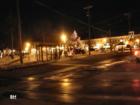Hillsdale town center at night at Christmas