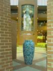 Hopi Kachina Stained Glass and ceramic urn at Glendale Arizona Visitor's Center.