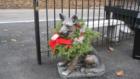 The Sentinel guarding the gate of the Hartsdale Pet Cemetery - decked out for the holiday season.