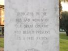 Veteran's Memorial at Holly Hill City Hall. It says "Dedicated to the men and women of our great country who helped preserve us a free nation". You can click the photo to enlarge it and read the text.