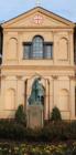 The statue depicting St Francis with a child and turtle doves