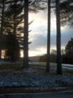 Looking out onto the golf course at sunset