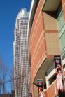 Charlotte Bobcats Arena in the foreground and Bank of America building (Charlotte's tallest building) in the background