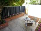 A backyard at a townhouse at River Park in Southwest DC.