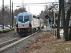 Oradell New Jersey Train pulling into station