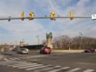 view of entire frog bridge intersection