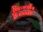 The old Pensacola Beach sign in Gulf Breeze finds a new home at Flounders on Pensacola Beach.