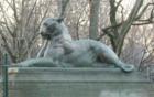 This is one of the lions on the bridge leading from Mount Pleasant to Crestwood.