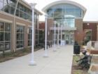 Entrance Walkway to Holly Springs Library and Cultural Center, which offers performances by orchestras, comedians, Shakespeare groups, children's theater, and more. 