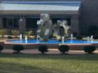 Sculpture in front of The Factory located on Main St. The Factory has indoor ice skating, ice hockey, indoor soccer, restaurants, shops and a YMCA branch!