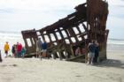 This ship wrecked a few years back off the coast in front of Fort Stevens and has since been washed up on shore. For years they tried to remove without luck and now it has become a tourist attraction.