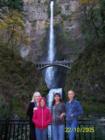 Shirley with her girls at Multnomah Falls, the tallest waterfall in Oregon. Multnomah Falls, located in the Columbia River Gorge, drops 611 feet in two tiers. The bottom tier, 69 feet tall, is below the historic Benson Bridge. 
      
      