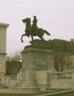 Statue of Lafayette overlooks Charles Street facing south