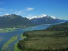 This is a photo taken from a float plane, going over Auke Bay and landing in Juneau.