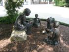 Cynthia Woods Mitchell sculpture at the entrance to the Pavilion named in her honor.