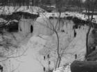 Minnehaha Waterfall frozen in Winter.